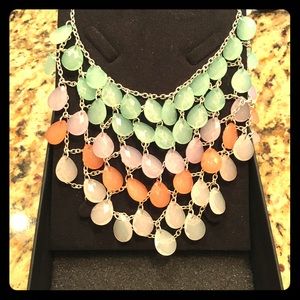 NIB Milky Teardrop Bib Statement Necklace